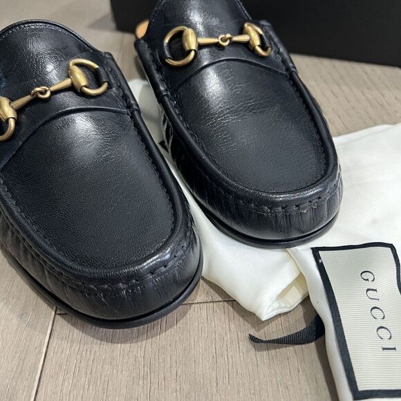 GUCCI Quentin Horsebit Mules Loafers Men\'s Open Roos Black Size 9 NEW main image 6